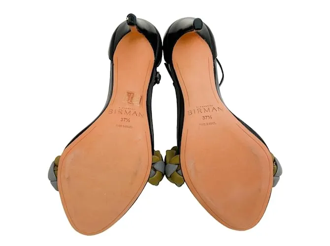 Alexandre Birman Nube / Sandalias Francis trenzadas de cuero negro con correa al tobillo 