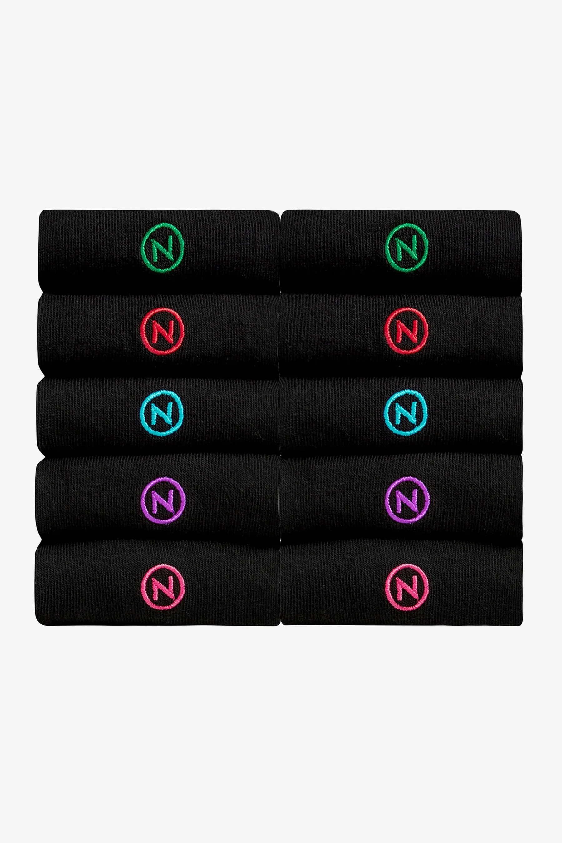 Arcoíris - Pack de 10 - Embroidered Lasting Fresh Black Socks