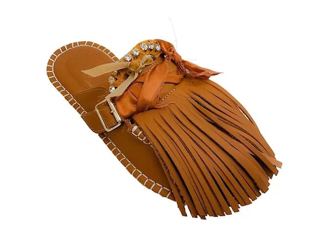 Autre Marque 13 09 Mules Puli de cuero marrón SR Blanco 