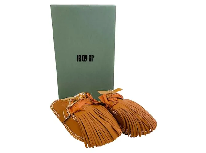 Autre Marque 13 09 Mules Puli de cuero marrón SR Blanco 