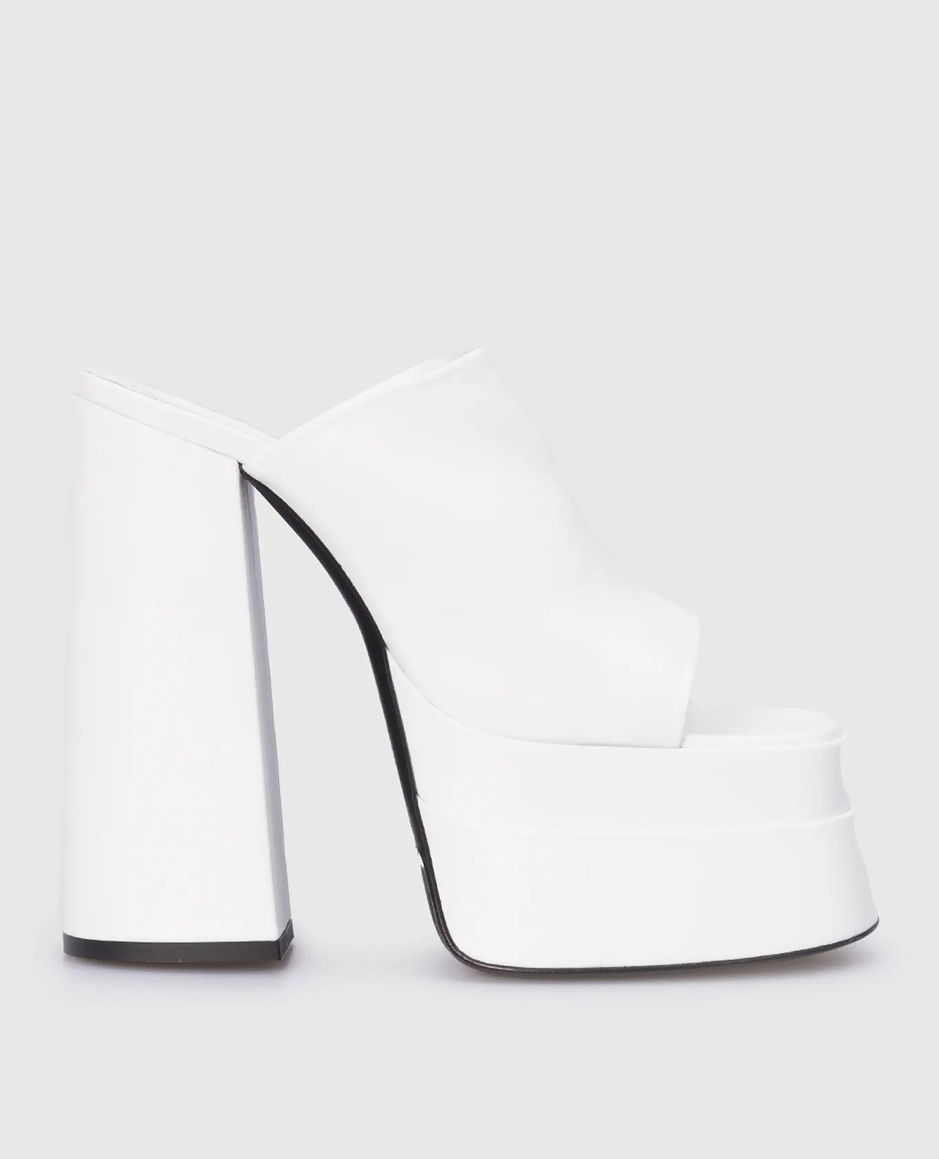Babe Pay Pls White leather mules