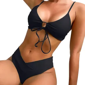 Bikinis de corte alto para mujeres Set Sexy Cutout Traje de baño Spaghetti Straps Trajes de baño