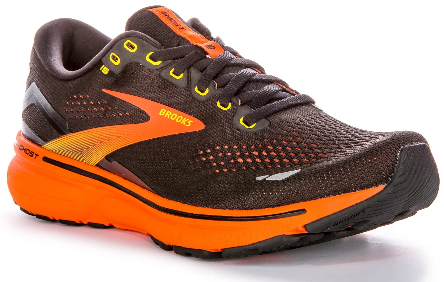 Brooks Plush Cushion Neutral Support Zapatillas De Malla Para Hombre En Negro Amarillo