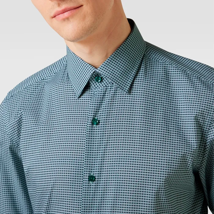 Camisa M/L Boss Cuadros Línea Menta
