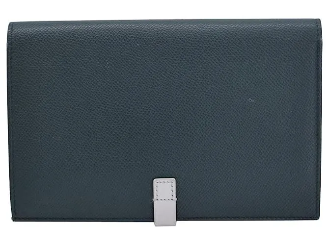 Cartera Céline bicolor con correa grande en piel de becerro granulada verde 