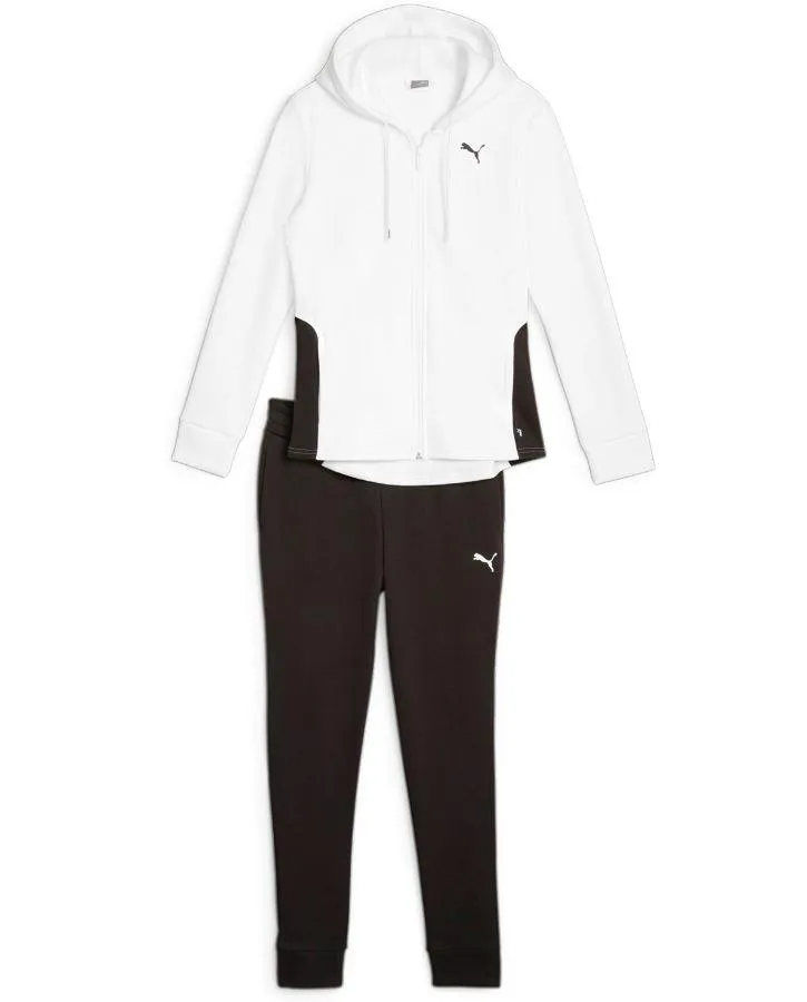 Chándal Puma Hooded Tracksuit Mujer Blanco/Negro