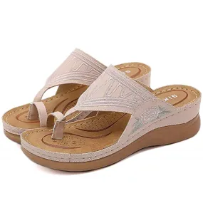 Embroidery Orthopedic Comfy Flip Flop Sandals For Women 3-arch Support Reduces Pain Outdoor Use