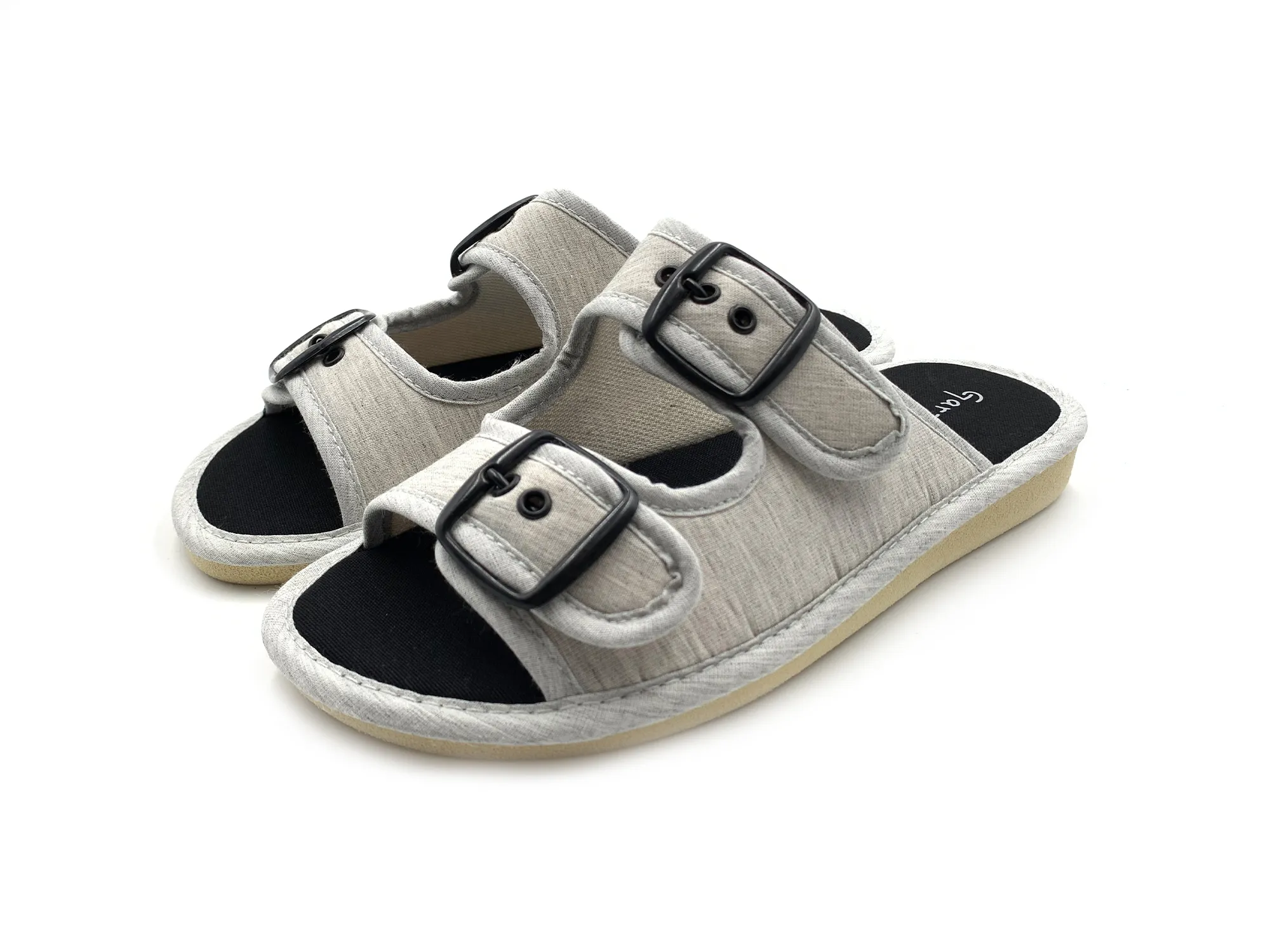 Garzon P495.119 Zapatilla De Casa Chancla Hebilla Gris Mujer