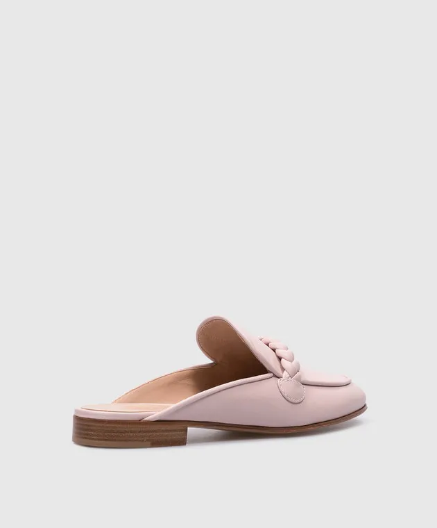 Gianvito Rossi Belem pink leather mules