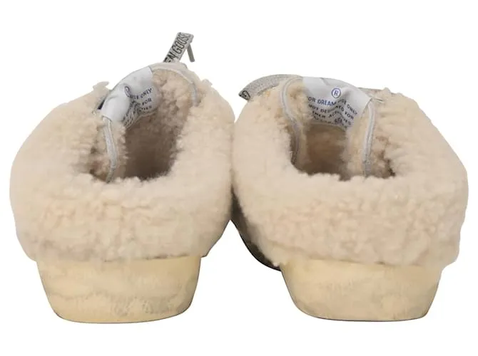 Golden Goose Zapatillas Slip-On Superstar Sabot de lana blanca con purpurina desgastada Blanco 