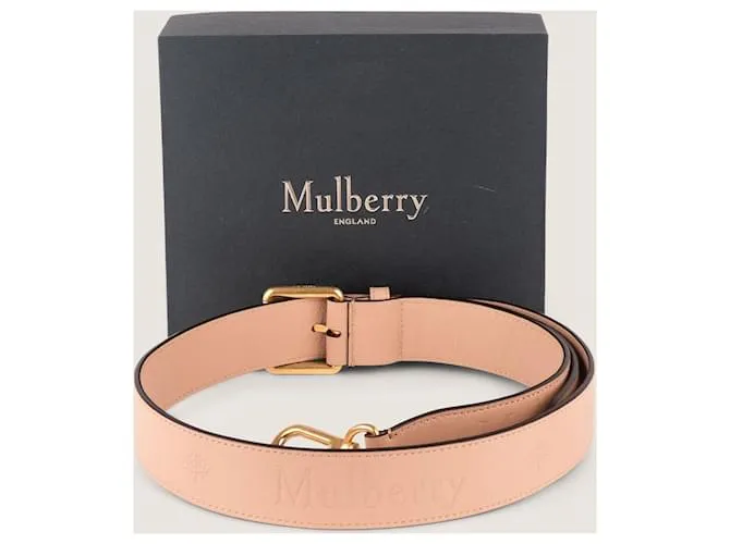 Mulberry Correa con logo grabado Beige 
