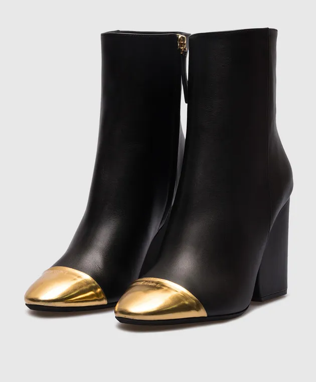 N21 Black leather ankle boots with logo