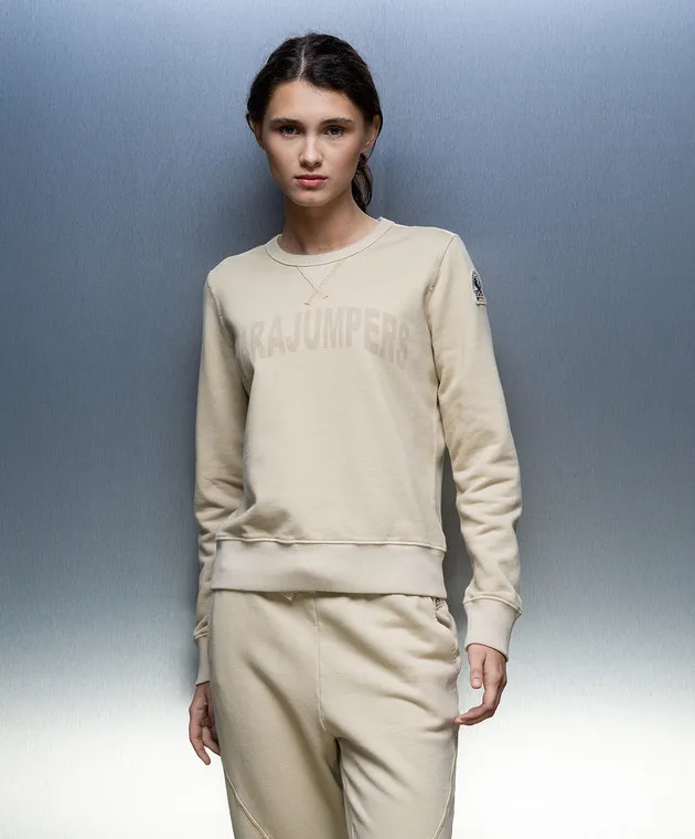 Parajumpers Bianca beige logo sweatshirt