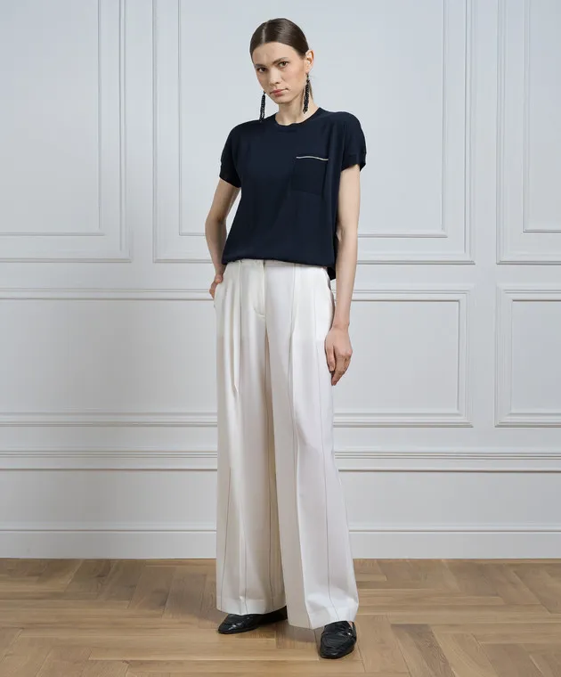 Peserico Yellow pants with striped wool