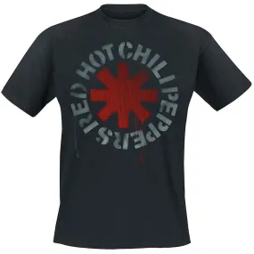 Red Hot Chili Peppers Camiseta Stencil Band Logo Oficial Hombre Negro Talla L