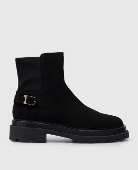 Santoni Black suede boots with logo