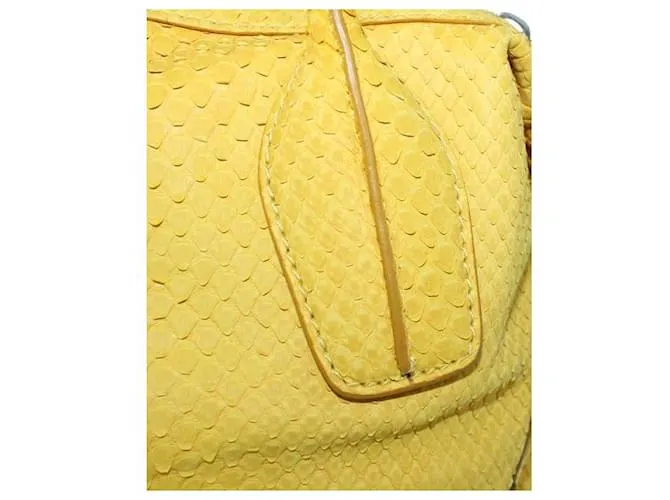 TOD'S Python Skin Yellow D-Styling Bauletto Mini con correa desmontable Amarillo 