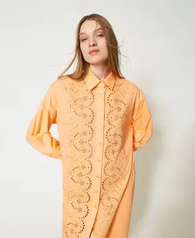 Vestido camisero midi con bordado inglés