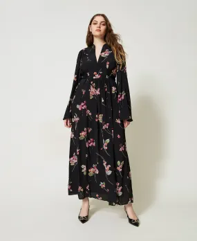 Vestido largo de crepé de flores