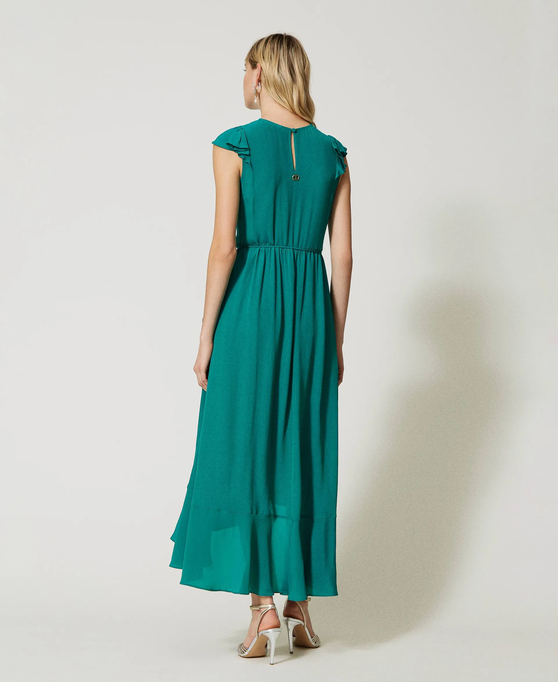 Vestido largo de seda mixta