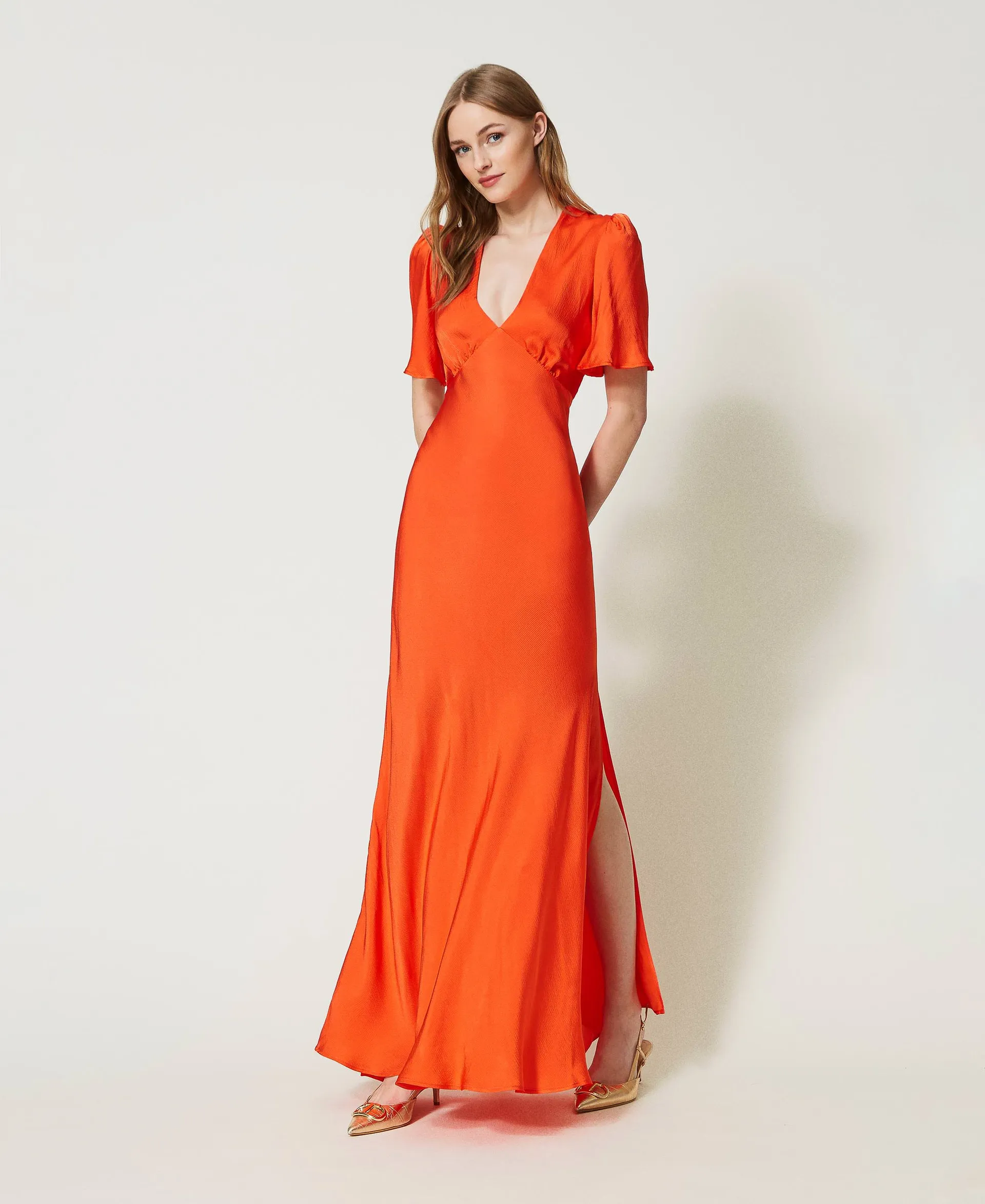 Vestido largo raso