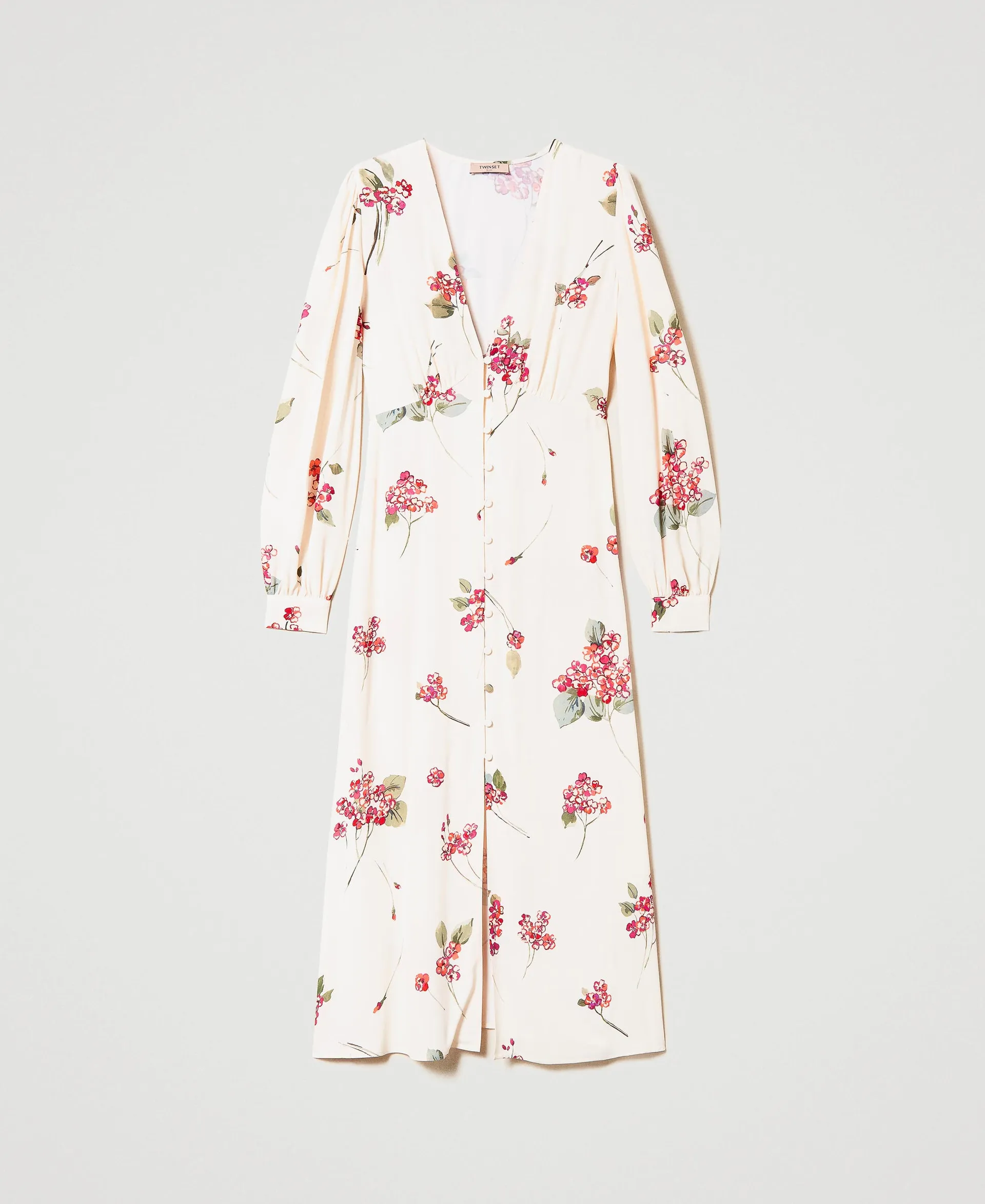 Vestido midi de crepé de flores