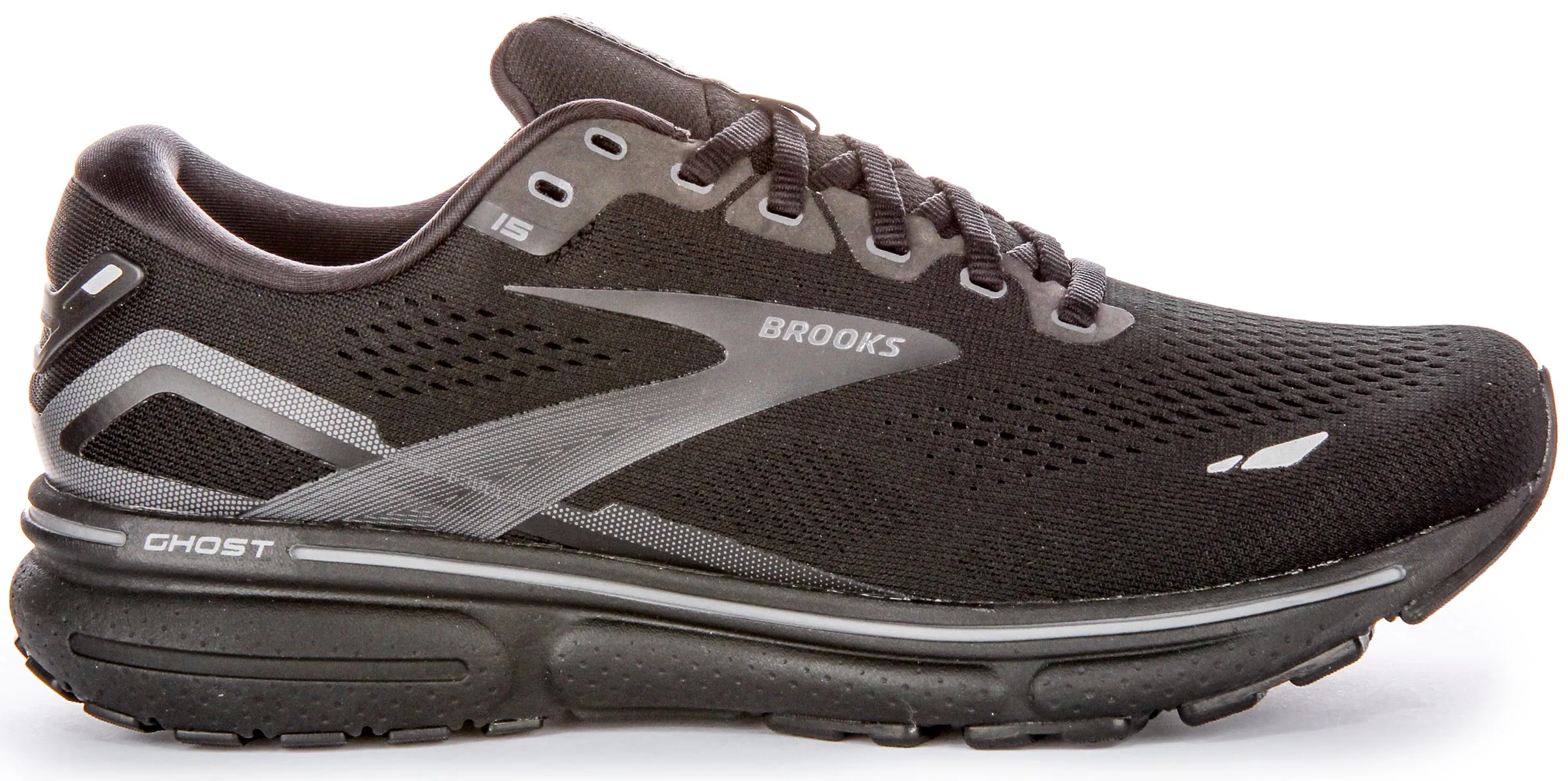 Zapatillas Brooks Ghost 15 de malla con soporte neutro y amortiguación suave para hombre en azul marino.